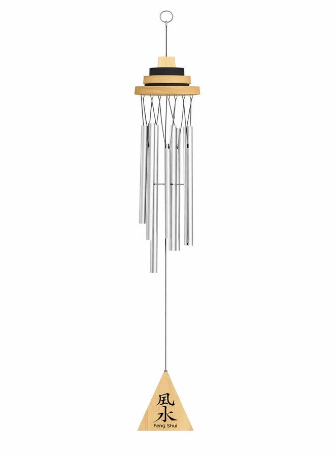 GJ Feng Shui Vastu 7 Pipe Wind Chime for Balcony, Window and Aluminum Wind Chime Positive Energy Silver Color 60 cm - Image 1